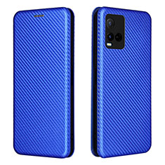 Funda de Cuero Cartera con Soporte Carcasa L02Z para Vivo Y21a Azul