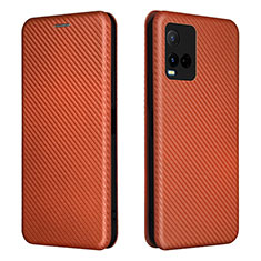 Funda de Cuero Cartera con Soporte Carcasa L02Z para Vivo Y21a Marron