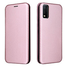 Funda de Cuero Cartera con Soporte Carcasa L02Z para Vivo Y3s (2021) Oro Rosa