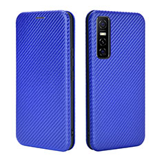 Funda de Cuero Cartera con Soporte Carcasa L02Z para Vivo Y73s 5G Azul