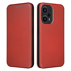 Funda de Cuero Cartera con Soporte Carcasa L02Z para Xiaomi Poco F5 5G Marron