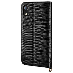 Funda de Cuero Cartera con Soporte Carcasa L03 para Apple iPhone XR Negro