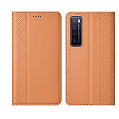 Funda de Cuero Cartera con Soporte Carcasa L03 para Huawei Nova 7 5G Naranja