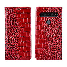 Funda de Cuero Cartera con Soporte Carcasa L03 para LG K41S Rojo