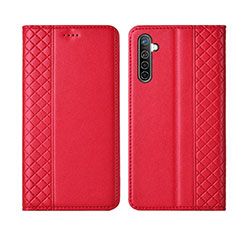 Funda de Cuero Cartera con Soporte Carcasa L03 para Oppo K5 Rojo