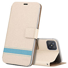 Funda de Cuero Cartera con Soporte Carcasa L03 para Oppo Reno4 Z 5G Oro