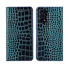 Funda de Cuero Cartera con Soporte Carcasa L03 para Oppo Reno5 Pro 5G Azul