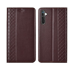 Funda de Cuero Cartera con Soporte Carcasa L03 para Realme XT Marron