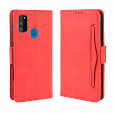 Funda de Cuero Cartera con Soporte Carcasa L03 para Samsung Galaxy M21 Rojo