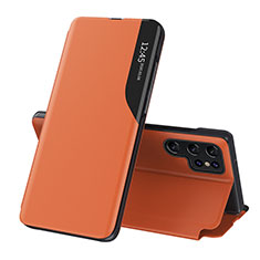 Funda de Cuero Cartera con Soporte Carcasa L03 para Samsung Galaxy S24 Ultra 5G Naranja