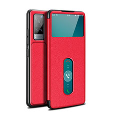 Funda de Cuero Cartera con Soporte Carcasa L03 para Vivo X60T 5G Rojo