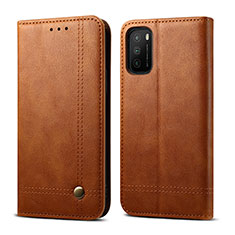 Funda de Cuero Cartera con Soporte Carcasa L03 para Xiaomi Poco M3 Marron Claro