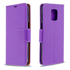 Funda de Cuero Cartera con Soporte Carcasa L03 para Xiaomi Redmi Note 9S Morado