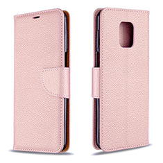 Funda de Cuero Cartera con Soporte Carcasa L03 para Xiaomi Redmi Note 9S Oro Rosa