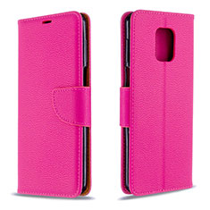 Funda de Cuero Cartera con Soporte Carcasa L03 para Xiaomi Redmi Note 9S Rosa Roja