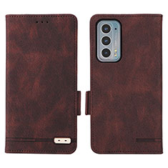 Funda de Cuero Cartera con Soporte Carcasa L03Z para Motorola Moto Edge 20 5G Marron