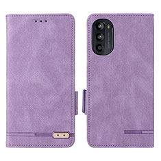 Funda de Cuero Cartera con Soporte Carcasa L03Z para Motorola Moto Edge (2022) 5G Morado