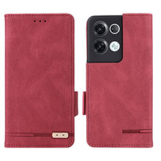 Funda de Cuero Cartera con Soporte Carcasa L03Z para Oppo Reno9 Pro+ Plus 5G Rojo