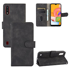 Funda de Cuero Cartera con Soporte Carcasa L03Z para Samsung Galaxy A01 SM-A015 Negro