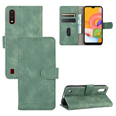 Funda de Cuero Cartera con Soporte Carcasa L03Z para Samsung Galaxy A01 SM-A015 Verde