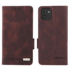 Funda de Cuero Cartera con Soporte Carcasa L03Z para Samsung Galaxy A03 Marron