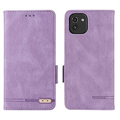 Funda de Cuero Cartera con Soporte Carcasa L03Z para Samsung Galaxy A03 Morado