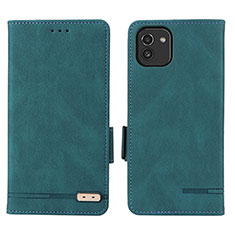 Funda de Cuero Cartera con Soporte Carcasa L03Z para Samsung Galaxy A03 Verde