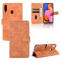 Funda de Cuero Cartera con Soporte Carcasa L03Z para Samsung Galaxy A20s Marron