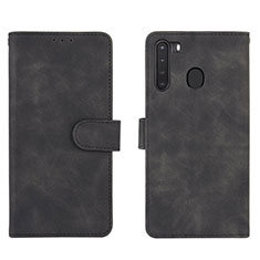 Funda de Cuero Cartera con Soporte Carcasa L03Z para Samsung Galaxy A21 Negro