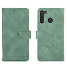 Funda de Cuero Cartera con Soporte Carcasa L03Z para Samsung Galaxy A21 Verde