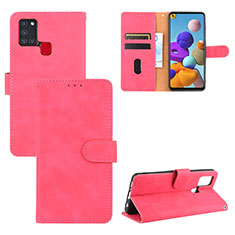 Funda de Cuero Cartera con Soporte Carcasa L03Z para Samsung Galaxy A21s Rosa Roja