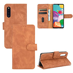 Funda de Cuero Cartera con Soporte Carcasa L03Z para Samsung Galaxy A41 SC-41A Marron