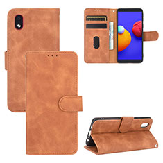 Funda de Cuero Cartera con Soporte Carcasa L03Z para Samsung Galaxy M01 Core Marron