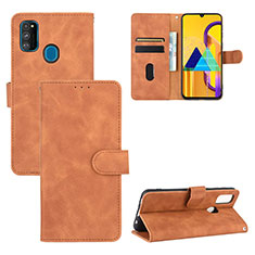 Funda de Cuero Cartera con Soporte Carcasa L03Z para Samsung Galaxy M21 Marron