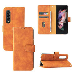 Funda de Cuero Cartera con Soporte Carcasa L03Z para Samsung Galaxy Z Fold3 5G Marron