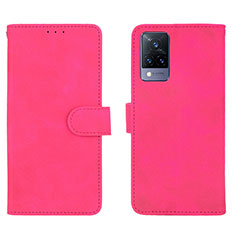 Funda de Cuero Cartera con Soporte Carcasa L03Z para Vivo V21 5G Rosa Roja