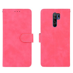 Funda de Cuero Cartera con Soporte Carcasa L03Z para Xiaomi Redmi 9 Prime India Rosa Roja