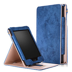 Funda de Cuero Cartera con Soporte Carcasa L04 para Amazon Kindle Paperwhite 6 inch Azul