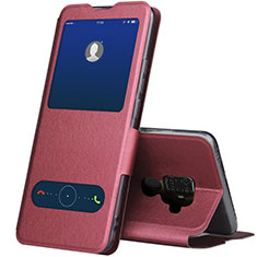 Funda de Cuero Cartera con Soporte Carcasa L04 para Huawei Mate 30 Lite Rojo