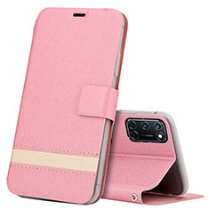 Funda de Cuero Cartera con Soporte Carcasa L04 para Oppo A72 Rosa