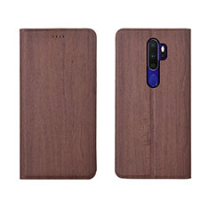 Funda de Cuero Cartera con Soporte Carcasa L04 para Oppo A9 (2020) Marron