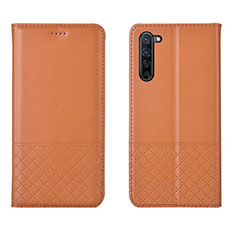 Funda de Cuero Cartera con Soporte Carcasa L04 para Oppo F15 Naranja