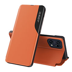 Funda de Cuero Cartera con Soporte Carcasa L04 para Oppo Find X5 Pro 5G Naranja