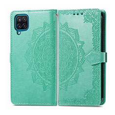 Funda de Cuero Cartera con Soporte Carcasa L04 para Samsung Galaxy A12 Menta Verde