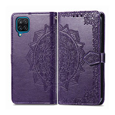 Funda de Cuero Cartera con Soporte Carcasa L04 para Samsung Galaxy A12 Morado