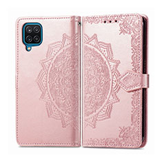 Funda de Cuero Cartera con Soporte Carcasa L04 para Samsung Galaxy A12 Nacho Oro Rosa