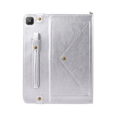 Funda de Cuero Cartera con Soporte Carcasa L04 para Samsung Galaxy Tab S6 Lite 10.4 SM-P610 Plata