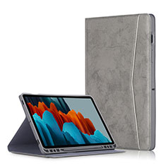 Funda de Cuero Cartera con Soporte Carcasa L04 para Samsung Galaxy Tab S7 Plus 12.4 Wi-Fi SM-T970 Gris