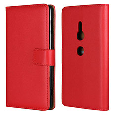 Funda de Cuero Cartera con Soporte Carcasa L04 para Sony Xperia XZ2 Rojo