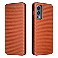 Funda de Cuero Cartera con Soporte Carcasa L04Z para OnePlus Nord 2 5G Marron